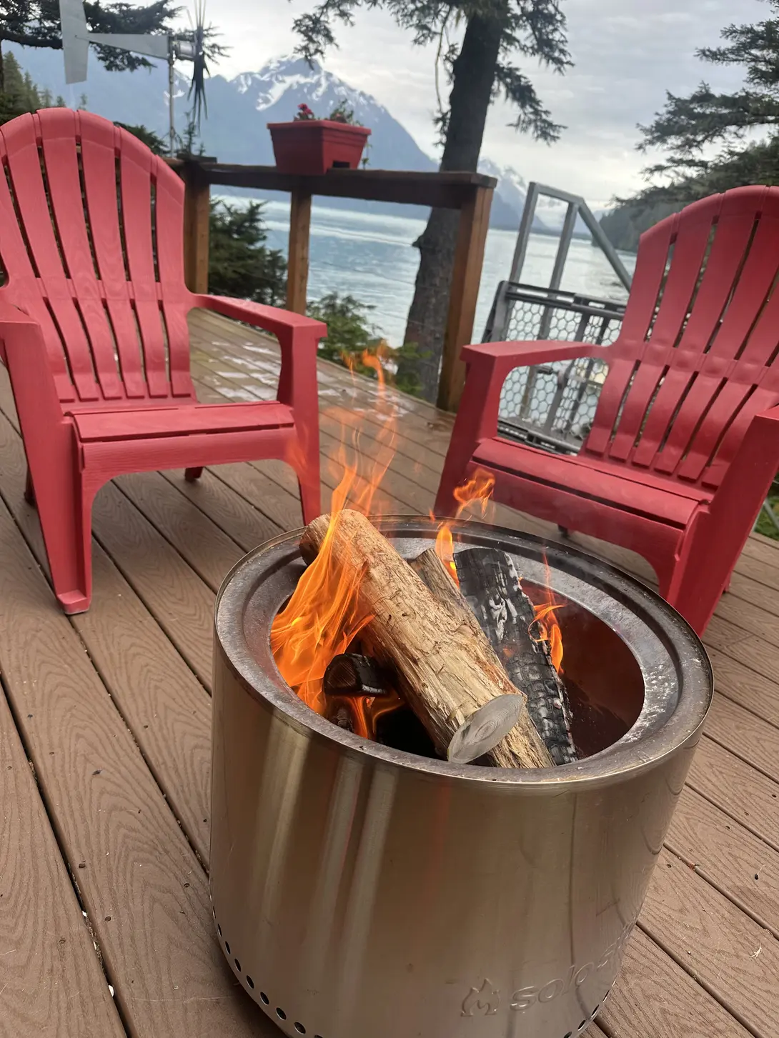Chairs on the Deck with Fire